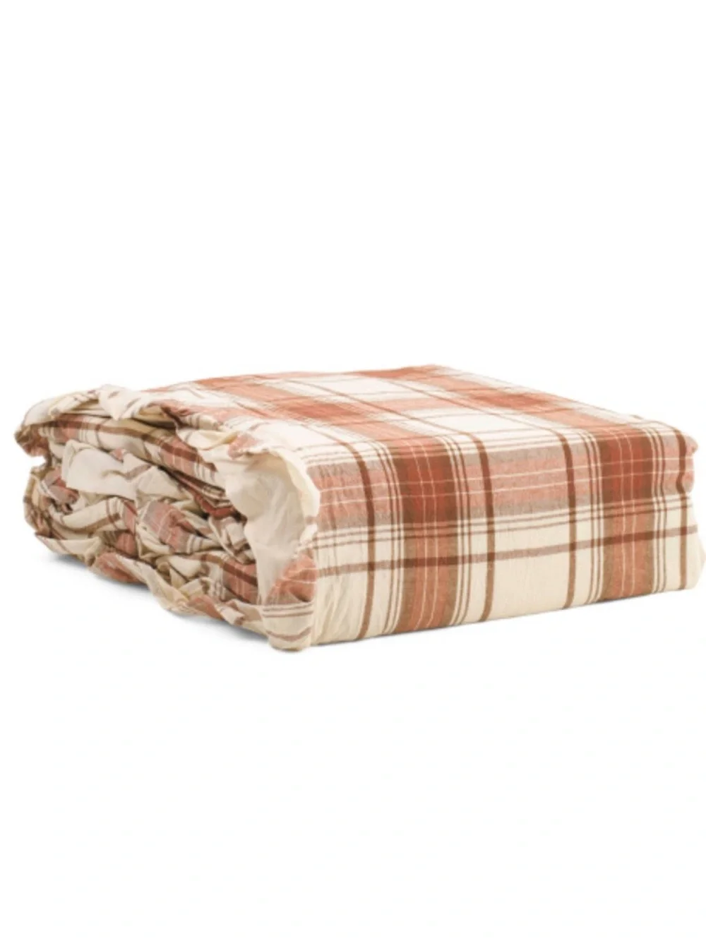 BROOKS BROTHERS Cotton Percale Plaid Duvet Cover Set With Ruffle Trim
